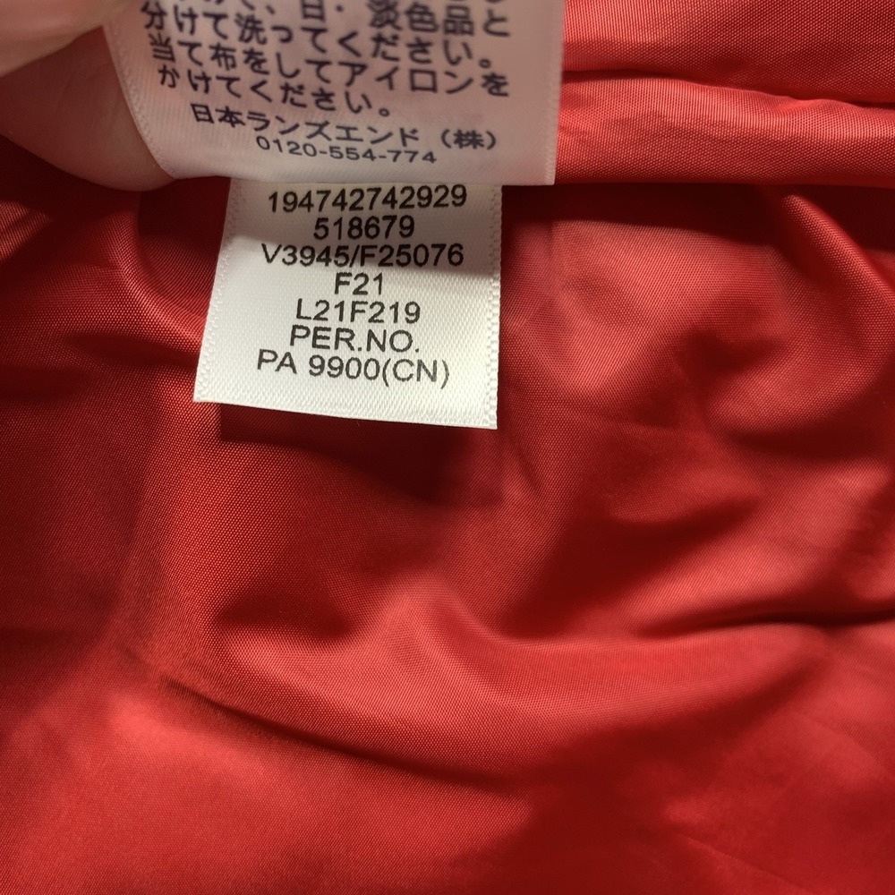 Lands End Womens Down Puffer Vest Large Red Plaid Quilted Zip Up Snap Pockets - Picture 10 of 10